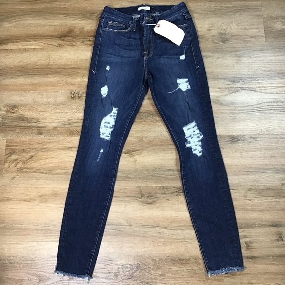 GOOD American Jeans Size 27 Manufacturer SAMPLE Skinny Distress Blue READ BELOW - Picture 1 of 16
